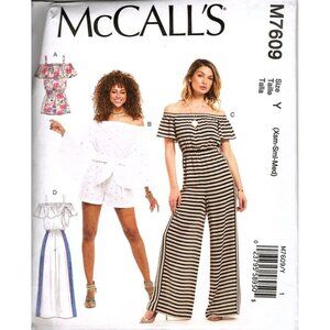 McCalls M7609 Misses XS to M Jumpsuit and Rompers with Sash Uncut Sewing Pattern